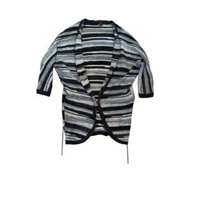 Very Women's Size L grey black strip Long Boho Sweater Winter Festival